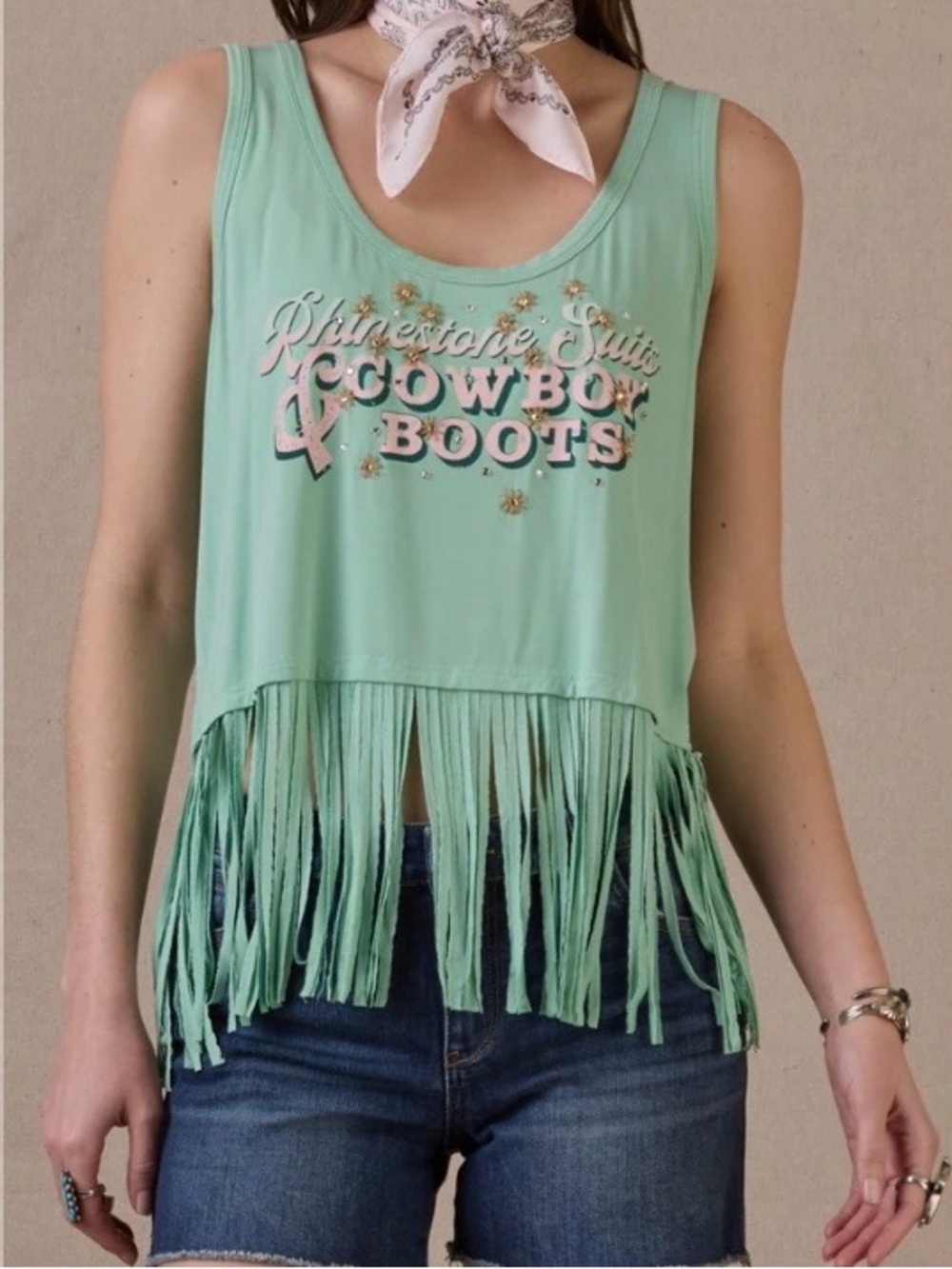 Double D Ranch - NWT - Tank
Rhinestone Suits & Cowboy Boots
Size Medium - Mint